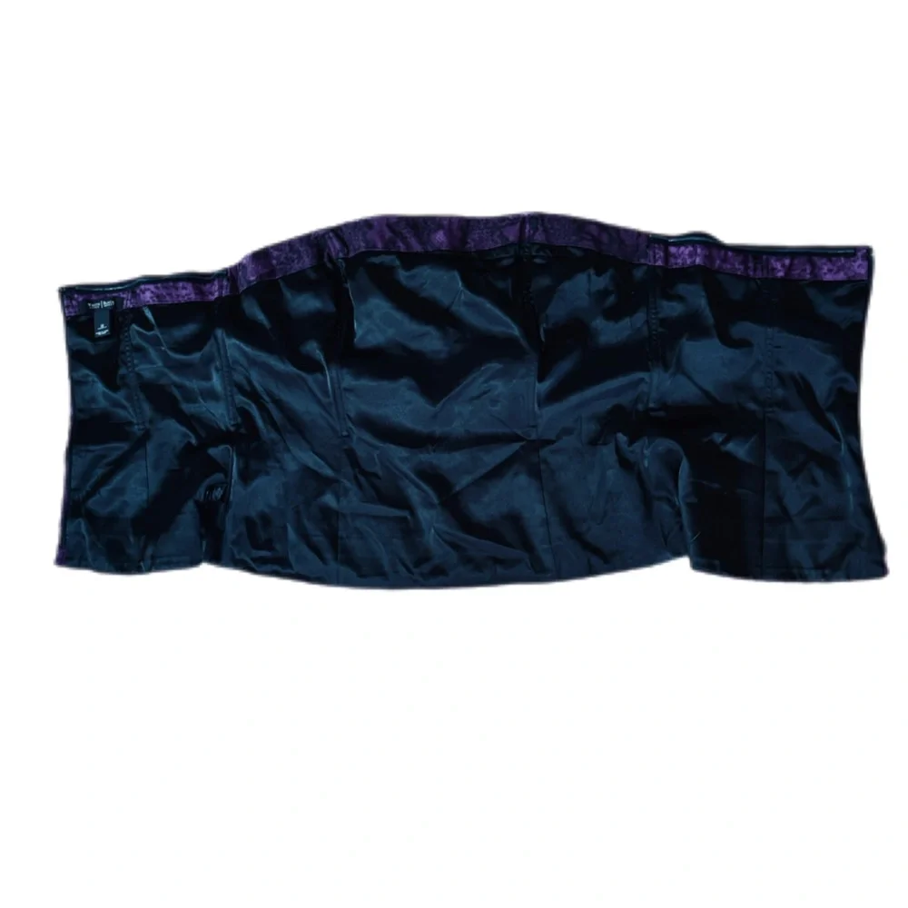 White House Black Market Purple Black Snake Print Bustier Top 12 EUC - Picture 7 of 9